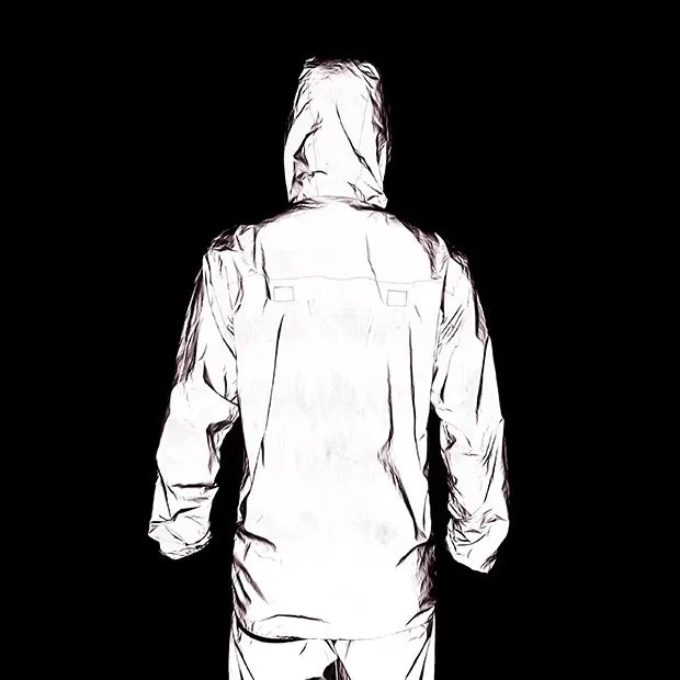Full Reflective Jacket with Hoodie High Visibility Waterproof Wind Breaker Men Women Hiking Cycling Running Safety Vest