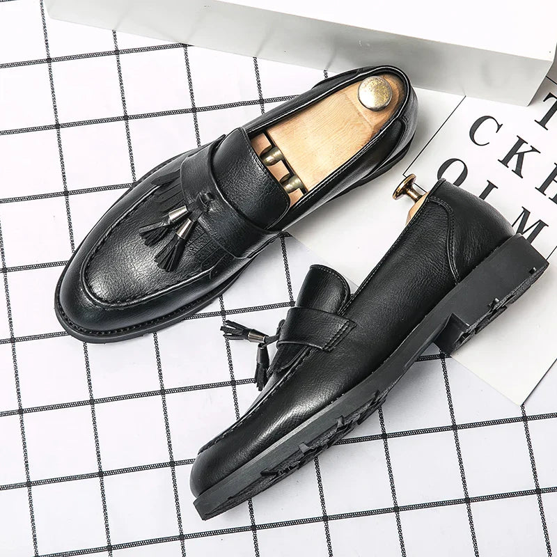 Tassel vamp loafers all match youth suit beamers men Korean version of British men's shoes best man shoes fashion