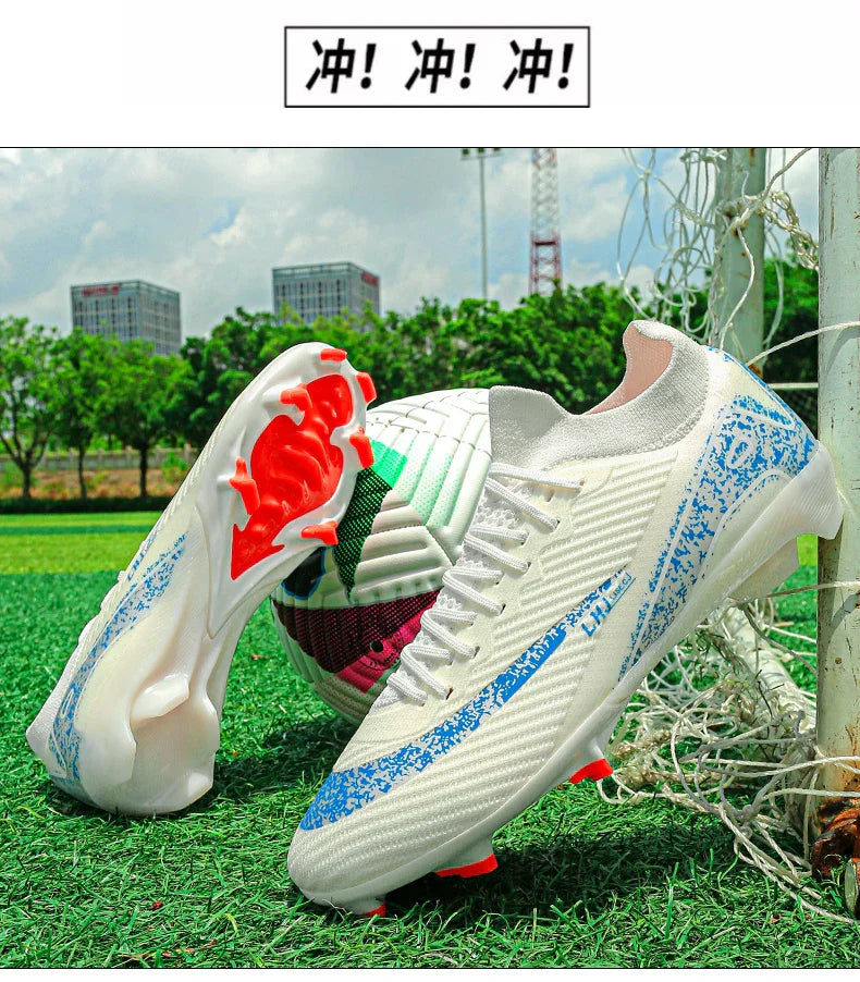 High Top Men Soccer Cleats Professional Football Shoes AG/TF Studs Anti Slip Training Sneaker Comfortable Breathable Adult Match