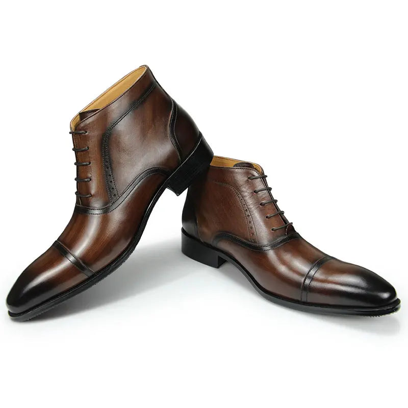 Luxury Men Genuine Leather Ankle Boots Fashion Casual Zapatos De Hombre Suit Work Safety Pointed Toe Cool Trendy Boot Customized