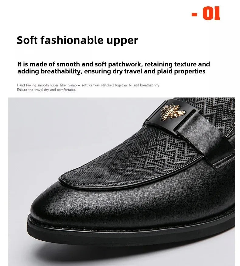 Men's Business Casual Shoes Autumn British Style Pointed Toe Formal Leather Shoes Easy to Wear Black Suit Wedding Shoes