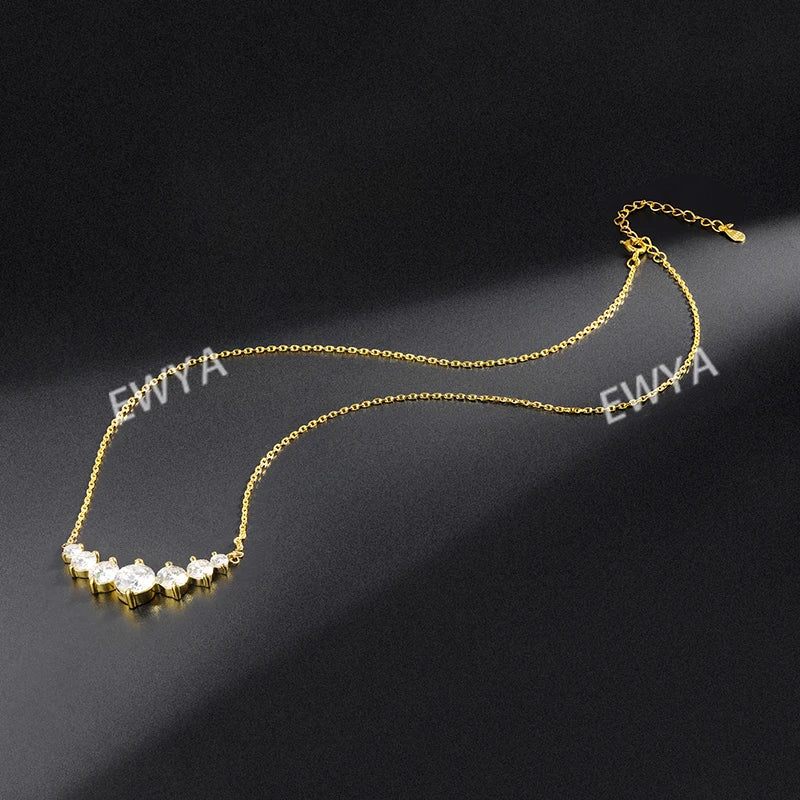 Sparkling 1.7/2.8/5cttw Full Moissanite Pendant Necklace for Women S925 Silver Plated 18K Gold Pass Diamond Test Necklaces