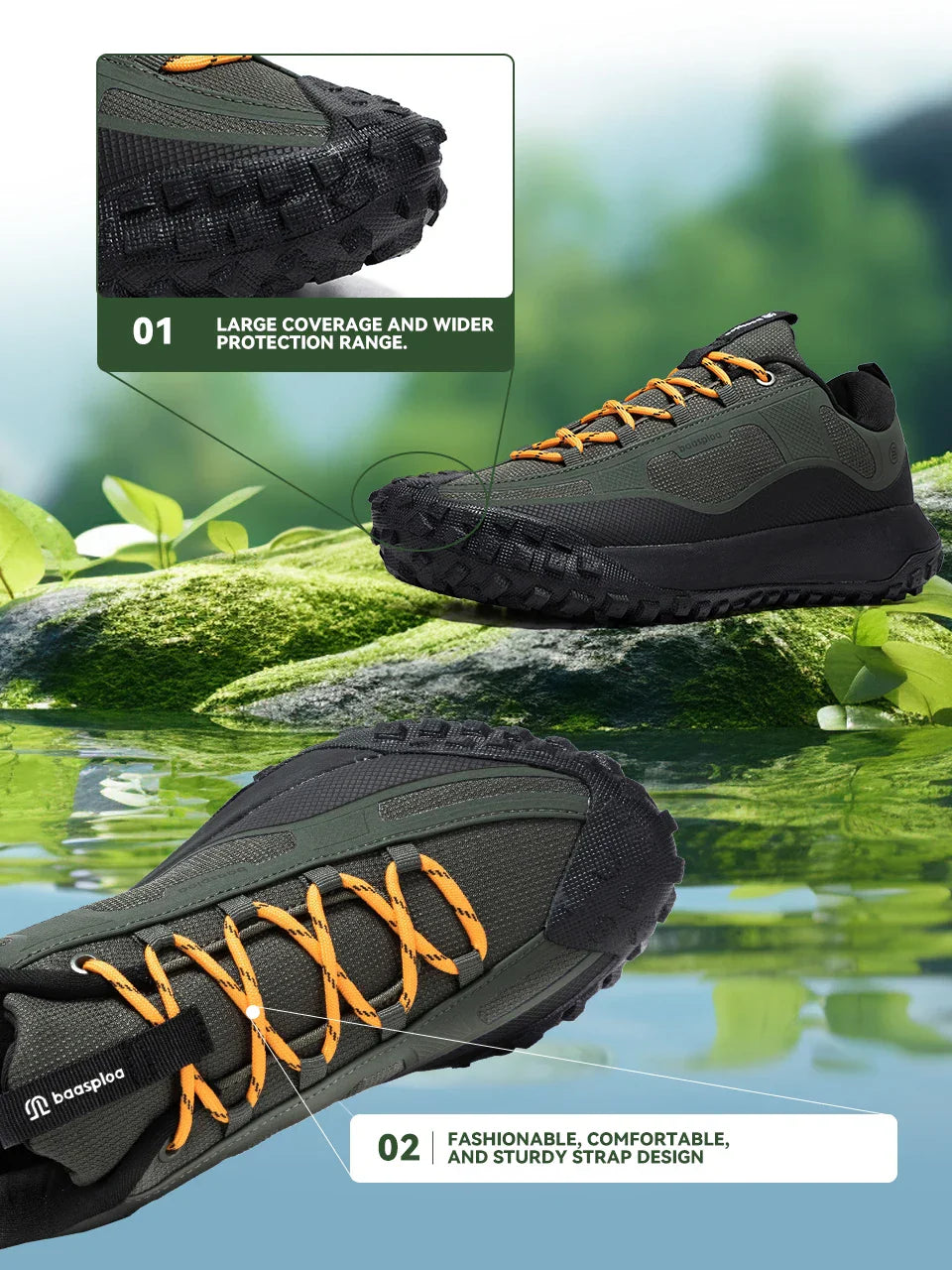 Hiking Shoes Men Outdoor Waterproof Camping Resistant Non Slip Sneakers Male Casual Lightweight Lace-Up Walking Shoes