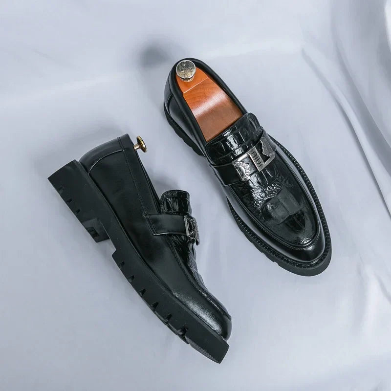 Mens Loafers Party Business Thick Soled Men Leather Shoes Dress Platform Shoes Comfortable Fashion New Casual Shoes for Men