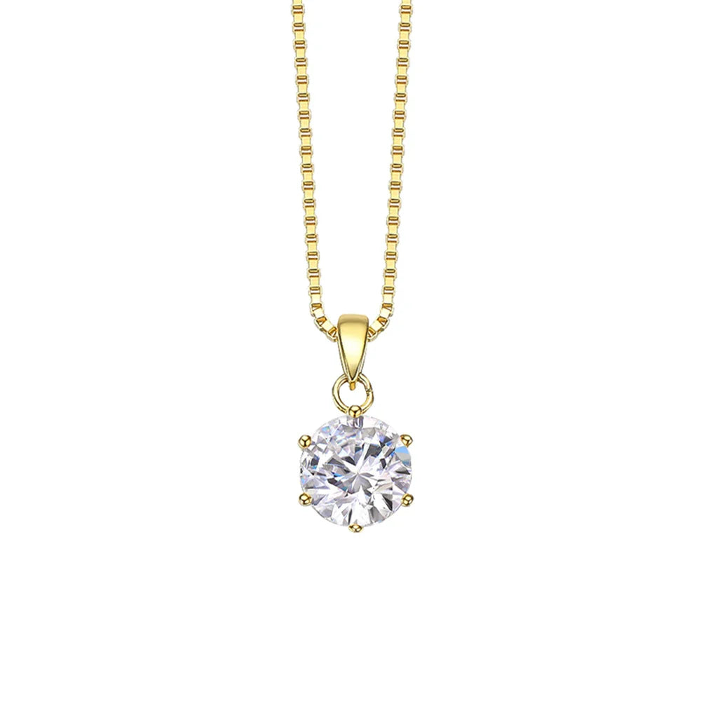 0.5-10CT Real Moissanite Pendant Necklace For Women D Color Round Diamond Necklace 925 Sterling Silver Classic Bride Jewelry
