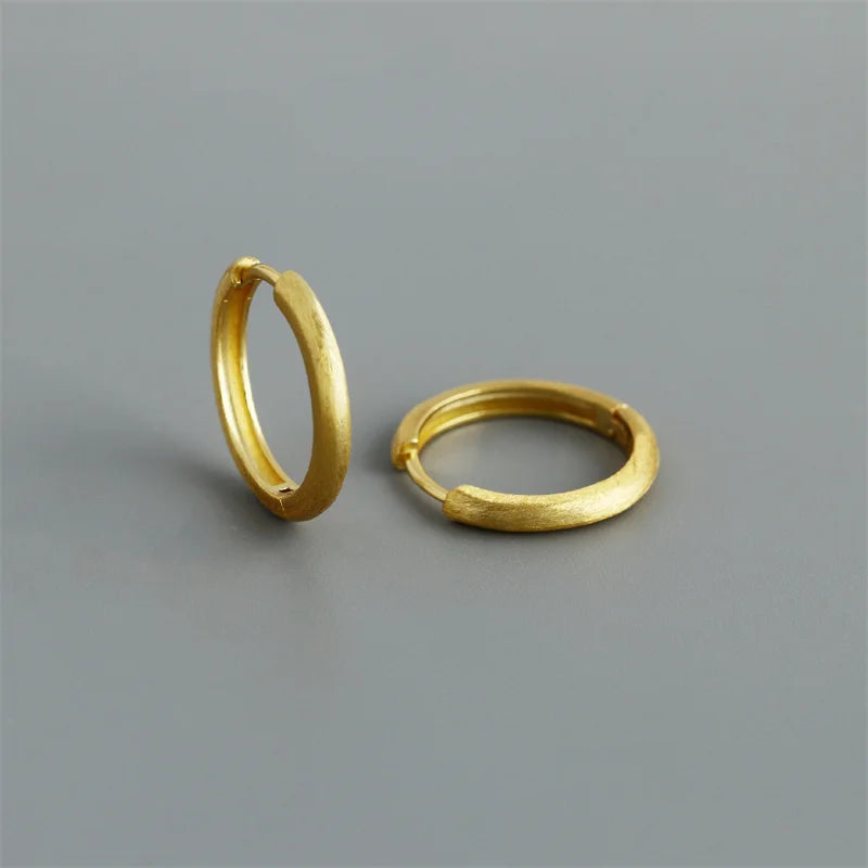 Real 925 Sterling Silver Minimalist Bohemian Round Ear Buckle for Women Punk Unisex Rock Hoop Earring Jewelry Accessories