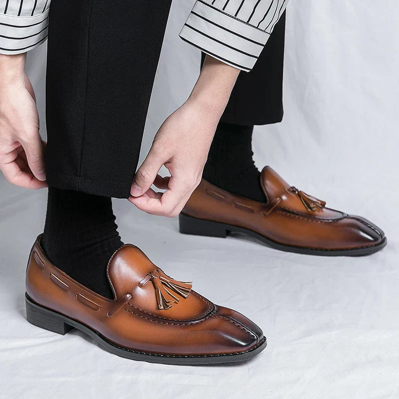 Fashion Shoe Office Shoes for Men Casual Shoes Breathable Leather Loafers Mens Driving Moccasins Comfortable Slip on 2023 Brown