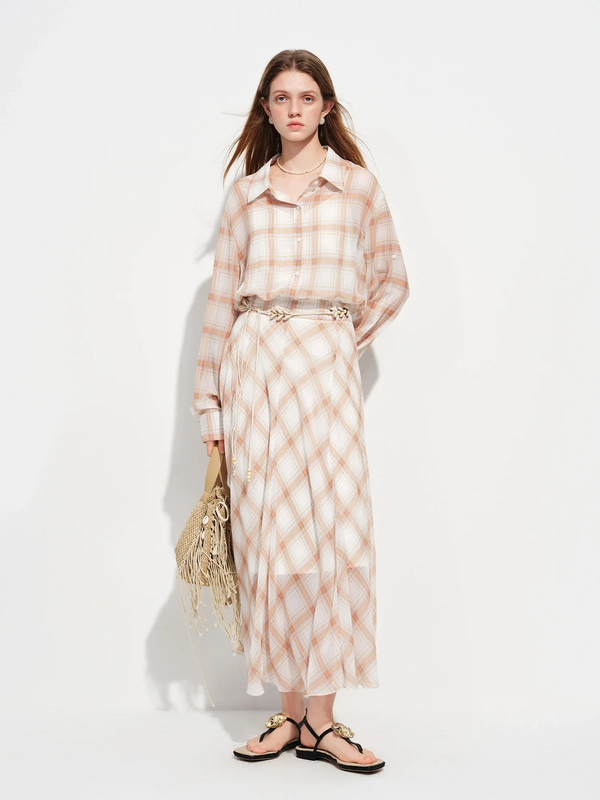 Retro Checkered Elegant Commuter Dress for Women Spring 2026 New Arrival Quick-Drying Easy-Care WIth Inner camisole Dress