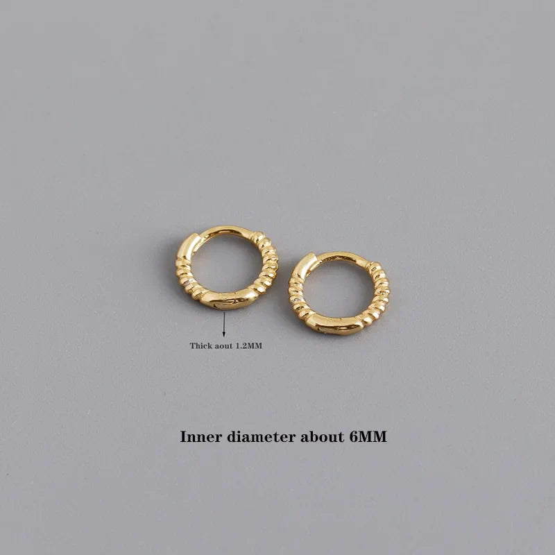 925 Sterling Silver Fashion Piercing Charm Twist Huggies Hoop Earrings for Women Rock Gothic Unisex Jewelry Ear Buckles