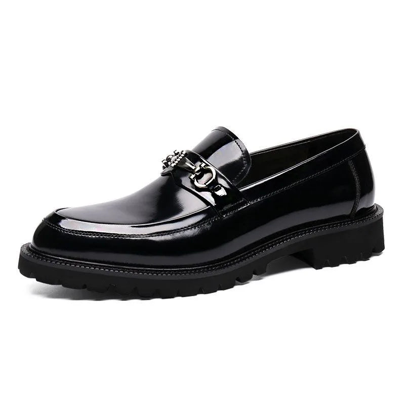 Men Luxury Loafers High Quality Metal Decorative Thick Soled Slip on Fashion Leather Shoes Business Formal Shoes Men Shoes