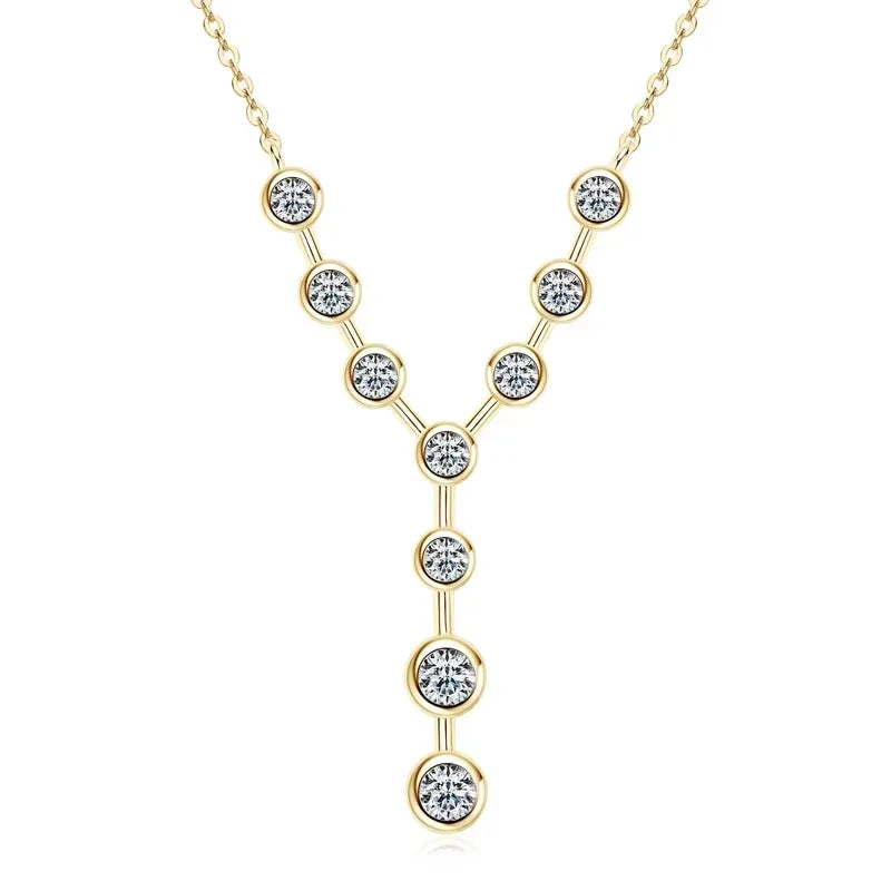 4mm&3mm Moissanite Pendent Necklace 925 Sterling Silver Fashion Sexy Y-Shaped Necklaces for Women 2025 Party Jewelry Gift