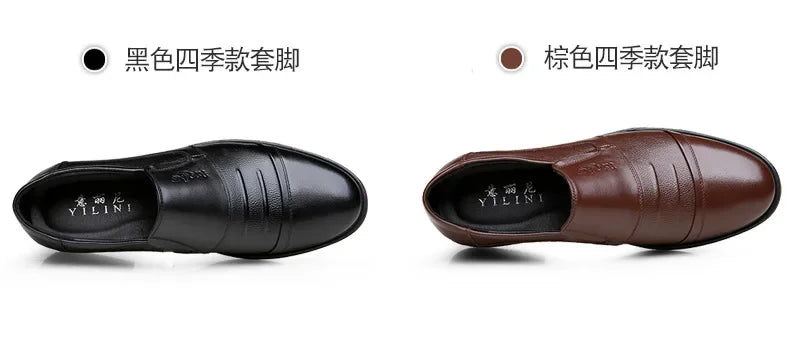 Men's Genuine Cow Leather Shoes Business Casual Shoes With Triple-Stitched Soles For Middle-Aged And Elderly Men 2025