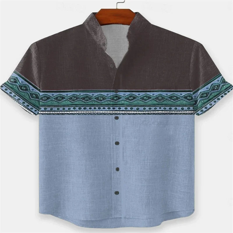 Men's Geometric Indian Ethnic Shirt Button Shirt