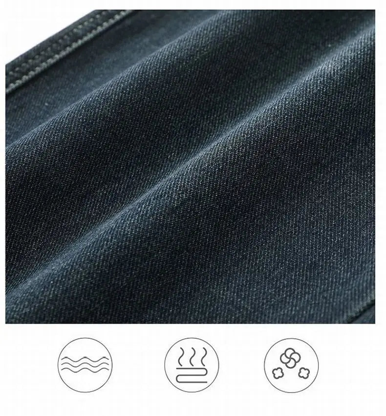 Men's Spring Autumn Soft Baggy Jeans Casual Straight Stretch Wide-Leg Business Denim Pants Versatile Comfortable Loose Trousers