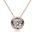 6.5mm Round Bezel Moissanite Pendant Necklace For Women 925 Sterling Silver Clavicle Chain Necklaces Jewelry Collare Mujer
