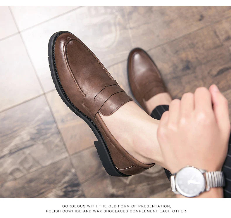 Men's Dress Shoes Formal Office Leather Brogues Shoes Male High Quality Casual Business Shoes Men Social Leather Loafers For Man