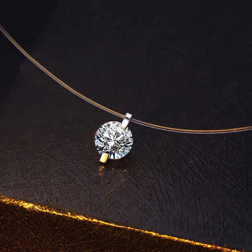 0.5/1/2carat Solitaire Moissanite Diamond Pendant NecklaceCertified Certificate Invisible Fishing Line Necklaces for Women