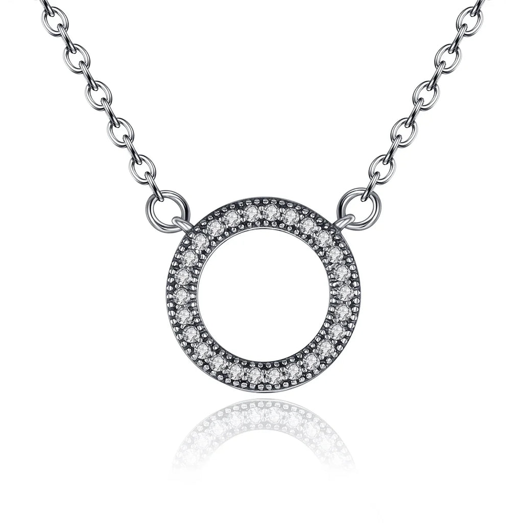 925 Sterling Silver Hearts of Brand Clear Zircon Round Shape Pendant Necklace for Women Party Fine Jewelry 17.71'' PSN010