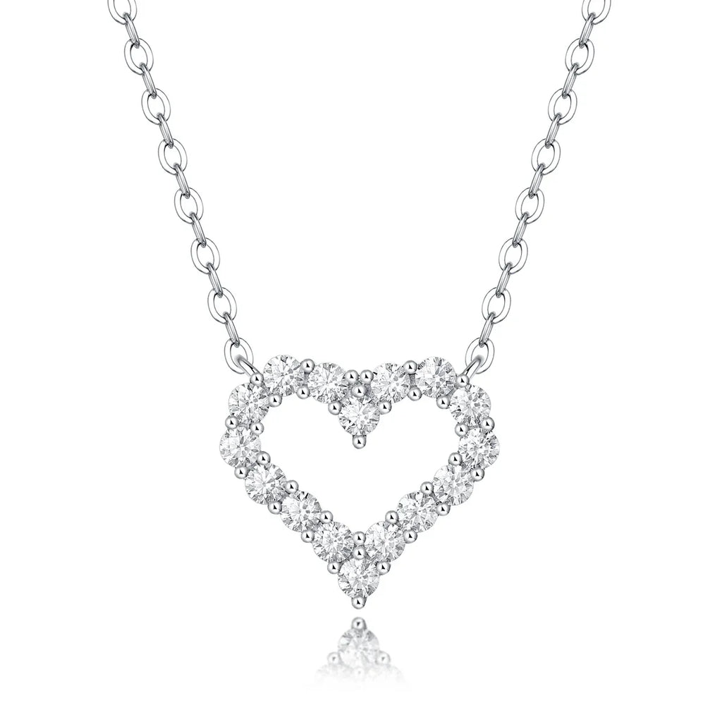 Korean Fashion Heart Shaped Moissanite Pendant Necklace for Women S925 Silver Diamond Clavicle Chain Birthday Party Jewelry Gift
