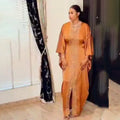 Fashion African Woman Large Size Bat Sleeve Dress Muslim Islamic Style Robe Imitation Silk Hot Fix Rhinestone