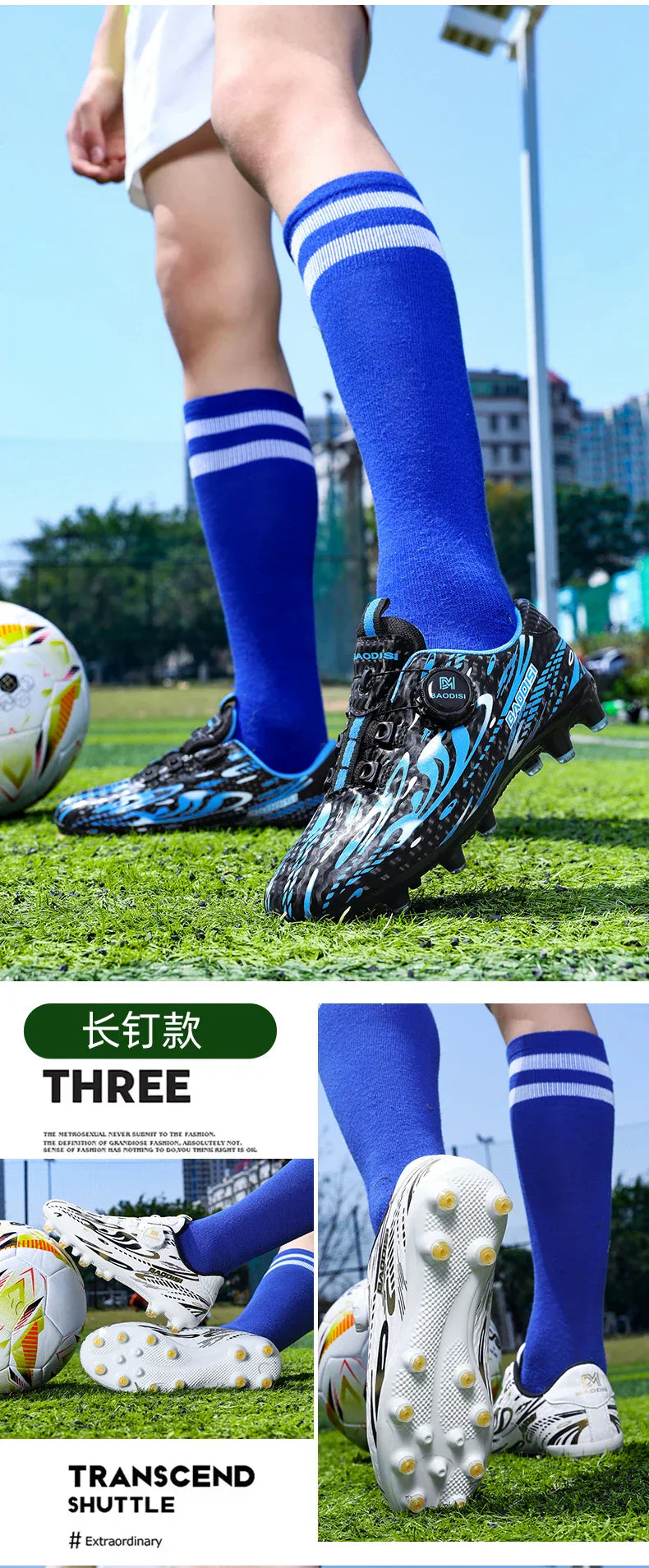 Kids Soccer Cleats Football Shoes Studs Non Slip Breathable Lightweight Training Sports Boys Girls Children Football Match Boots
