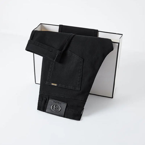 2026 Autumn Winter New Trendy Classic Jeans Male Solid Color Washed Straight Denim Pants Wide Leg Business Casual Stretchy Jeans