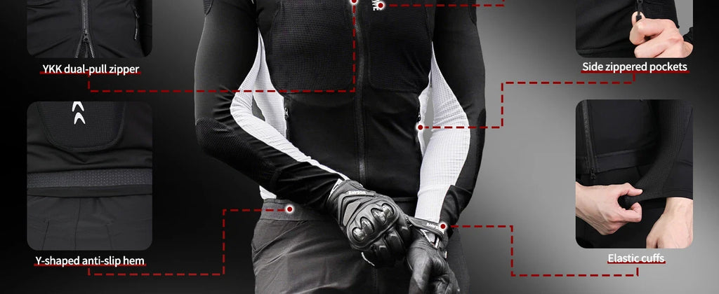 Men Motorcycle Riding Jacket Summer Motocross Motorbike Racing Outdoor Sports Jacket with Shoulder Elbow Back Gear