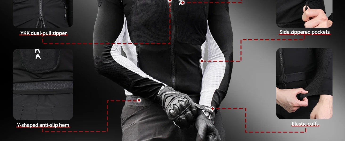 Men Motorcycle Riding Jacket Summer Motocross Motorbike Racing Outdoor Sports Jacket with Shoulder Elbow Back Gear