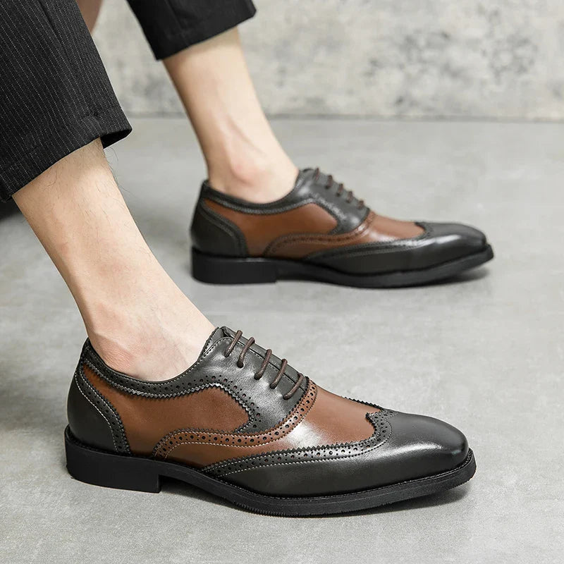 Italy High Quality Pointed Fashion Oxford Shoes Lace Up Men's Shoes Pointed Style Luxury Moccasin Casual Luxury Leather Shoes