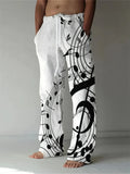 Vintage Men's Summer Straight Pants Comfortable And Breathable Cotton Linen Casual Pants Men's Butterfly Print Large Linen Pants