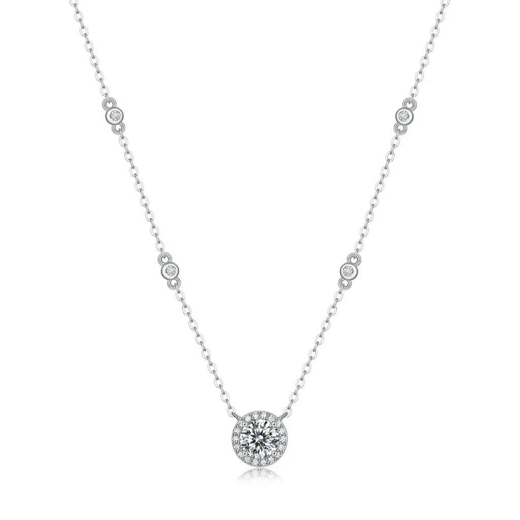 Certified 1CT Moissanite Necklace for Women D Color Lab Created Diamond 925 Silver Chains Original Certified Jewelry With GRR
