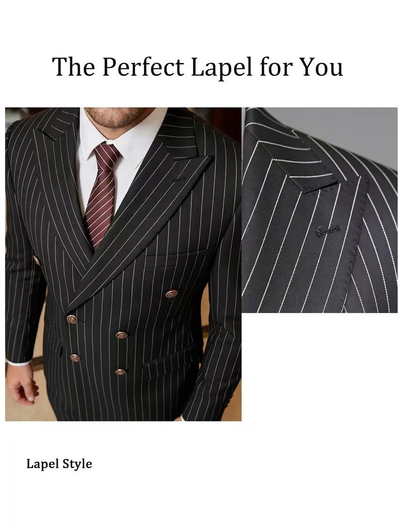 Men Suits Men's Two Piece Suit Double Breasted Man Fashionable and Slim-fitting Design Groom Wedding Dress Casual Striped Fabric