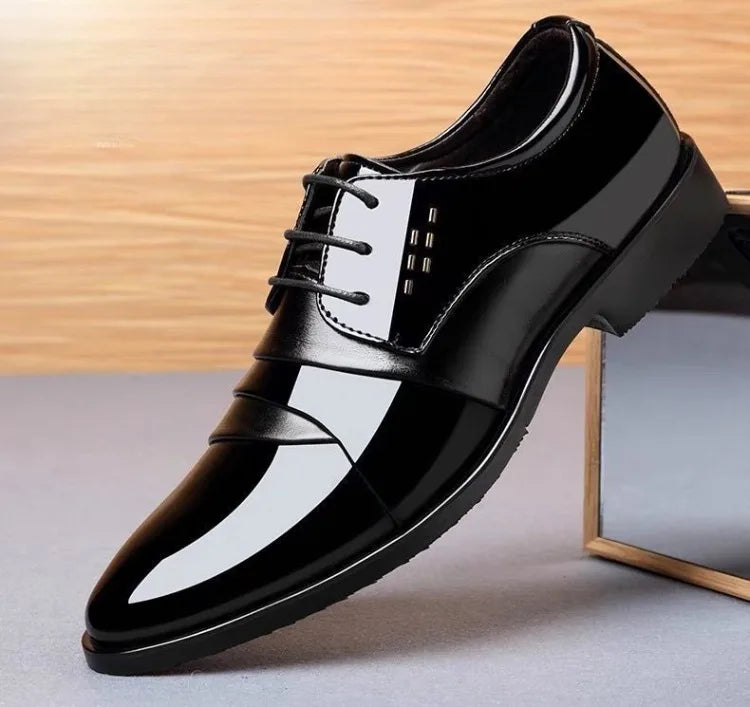 Men's Spring Casual Leather Shoes Business Formal Footwear Fashion Versatile Lace-up Dress Shoes for Youth