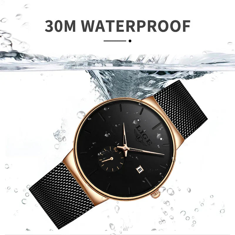Ultra Thin Fashion Casual Ladies Watches Elegant Luxury Waterproof Business Quartz Watch for Women Gift Auto Calendar Clock