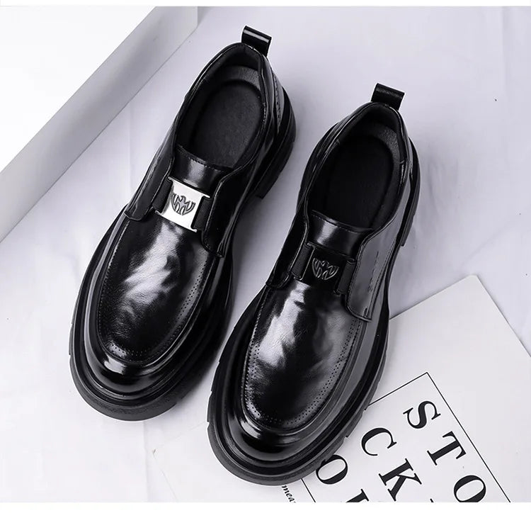 Spring Autumn New Increase Leather Shoes for Men Black Business Casual Platform Shoes Male Fashion High Quality Dress Shoe Man