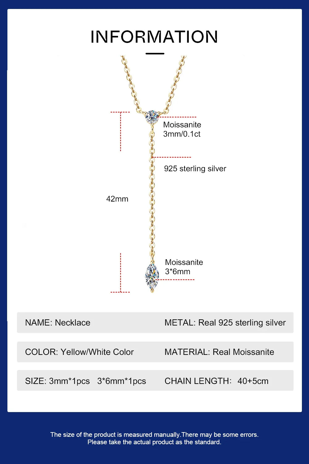 Marquise Cut Moissanite Necklaces Long Tassel Clavicle Chains Necklace for Women 925 Sterling Silver Jewelry Collares