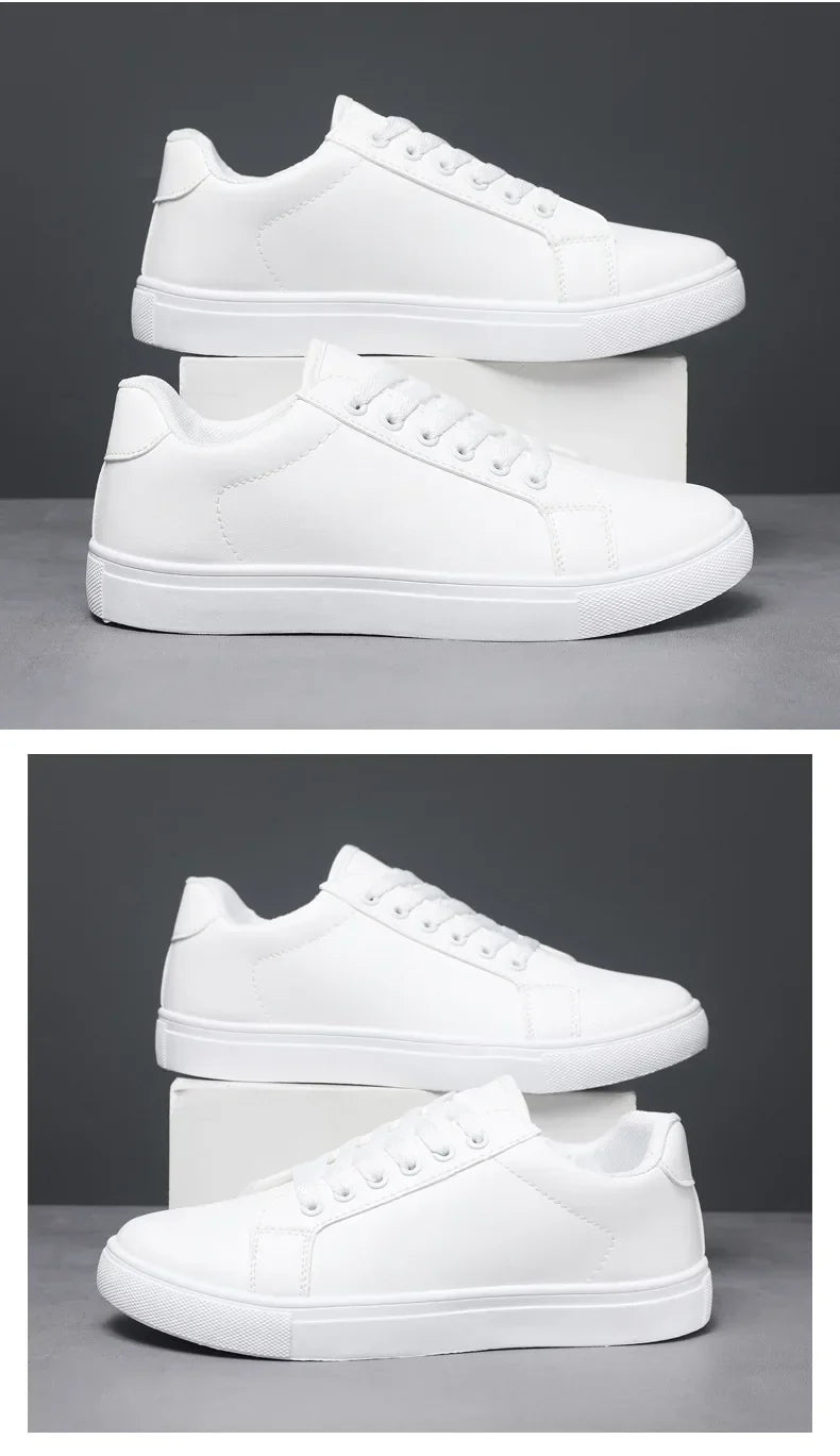 White Black Men Shoes Comfortable Casual Skateboard Shoes Men Solid Leisure Sneakers Lightweight Walking Shoes