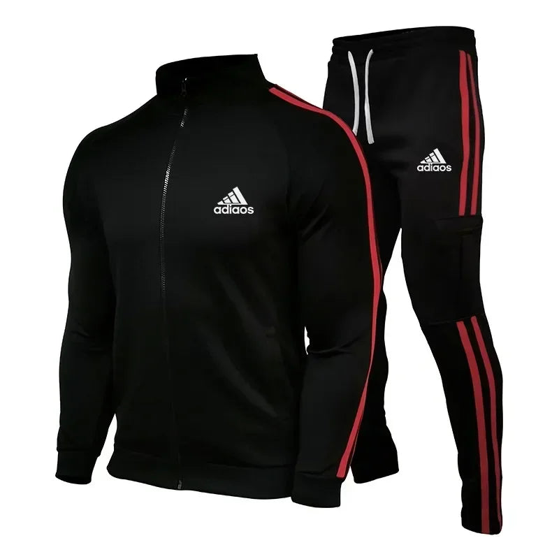 2025 New Men's Zipper Tracksuit Set Sweatshirt and Sweatpants Sports Suit Running Fitness Clothing