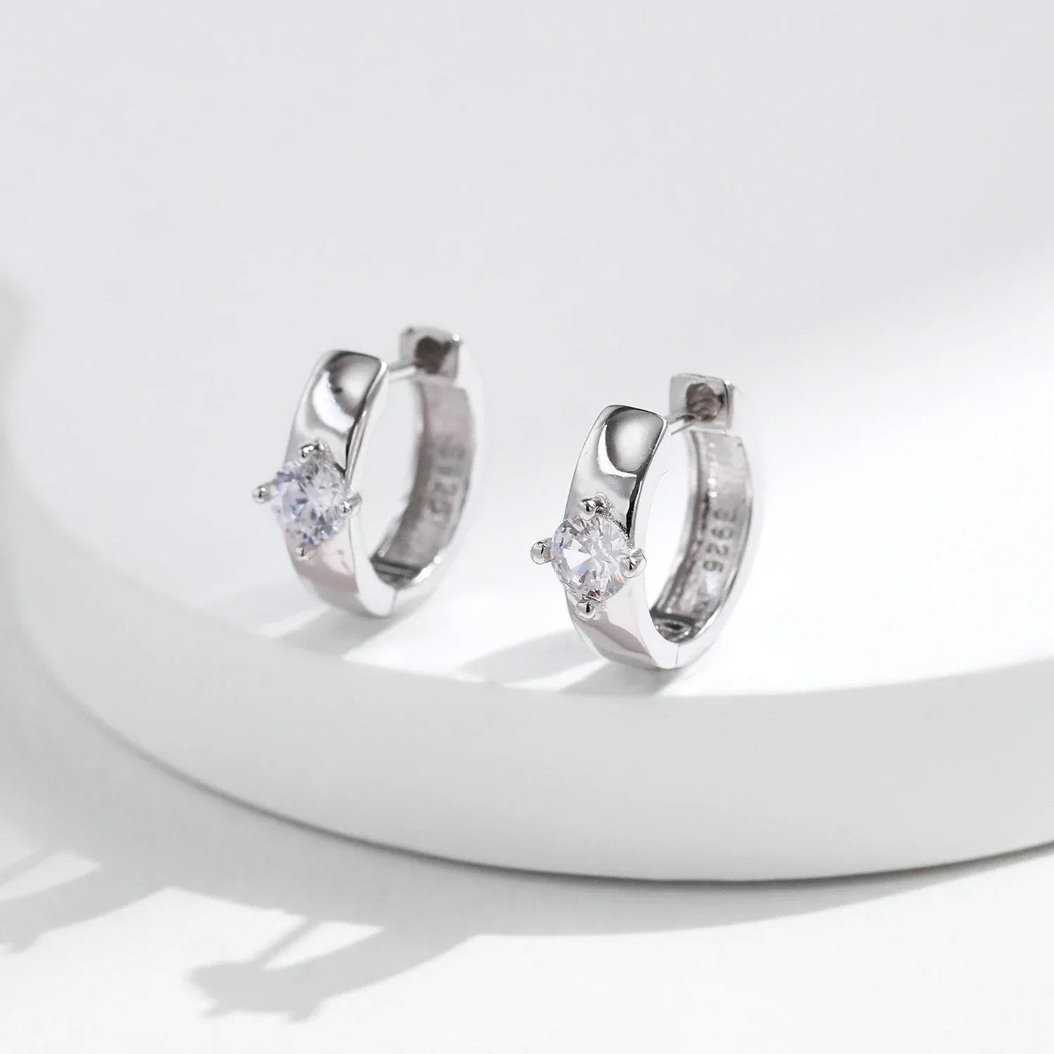 Round Moissanite Ear Buckles Lab Diamond 925 Sterling Silver Engagement & Wedding Hoop Earrings for Women Jewelry Gifts