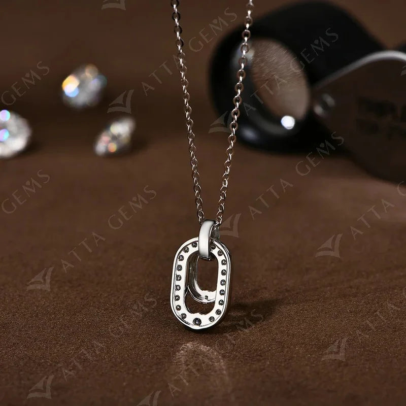 2024 Luxury Round Cut 2.2mm Moissanite Pendant Necklace For Women 925 SIlver Sparkling Wedding Party  Fine Jewelry Gift