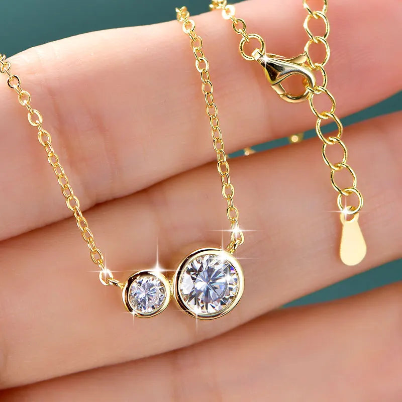 GRA Certified D VVS1 1.0CT Moissanite Diamond Round Pendant Necklace for Women Chain Fine Neck Jewelry Gifts Collares