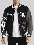 Los Angeles Art Letter Prints 2 Colors Tops Men Autumn Winter Casual Jackets Fashion Soft Baseball Jersey Loose Sports Clothes