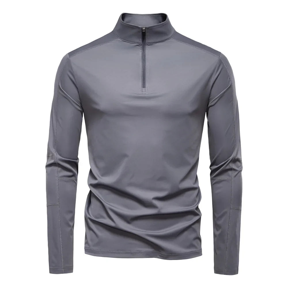 2026 Spring Summer New Men's Sunscreen Clothes Anti-UV UPF100+ T-shirt Long Sleeve Half Zip Top Male Outdoor Fishing Hiking Tops