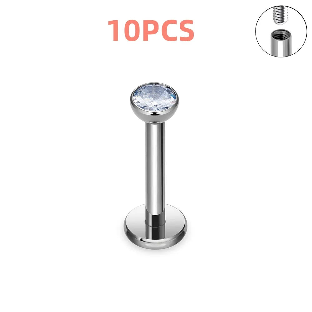 10/50PCS G23 Titanium Internal Thread Cup Shaped Ear Cartilage Nail Simple And Fashionable Perforated Jewelry Ear Nail Lip Nail