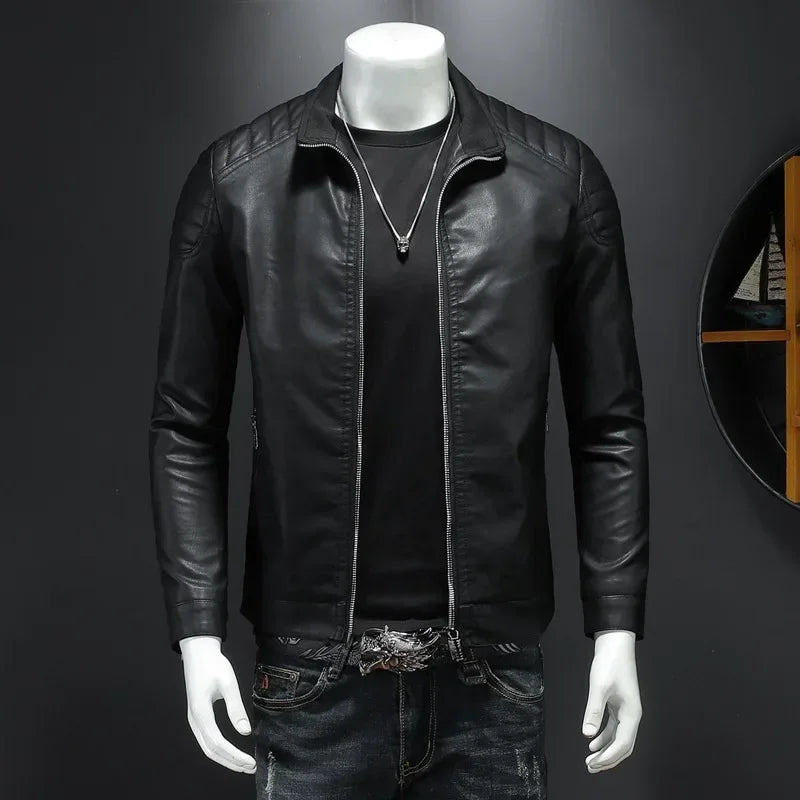 Men Leather Jacket Motorcycle Streetwear Baseball Outdoor Bomber Casual coat Men Autumn Motorcycle Windbreaker Male Outwear