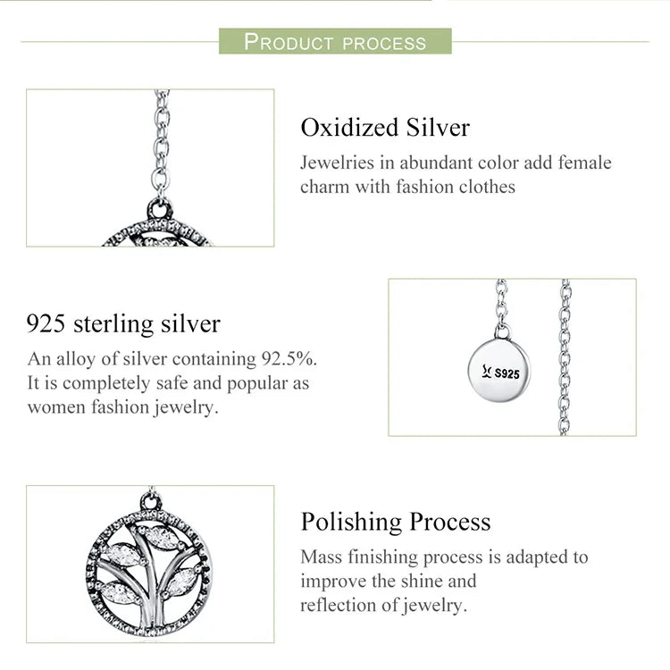 Genuine 925 Sterling Silver Tree of Life & House Letter Link Chain Necklaces & Pendants Authentic Silver Jewelry SCN106