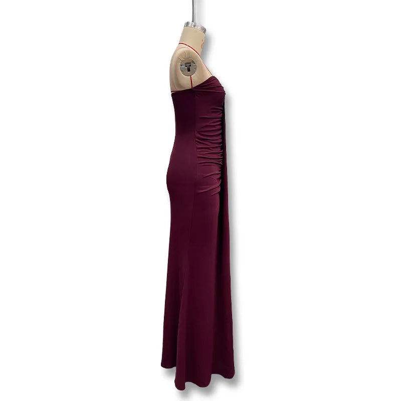 2026 Elegant Strapless Dress Women Classic Patchwork Ribbon Ruched Sexy Birthday Party Skinny Stretch Chic Clubwear Vestidos
