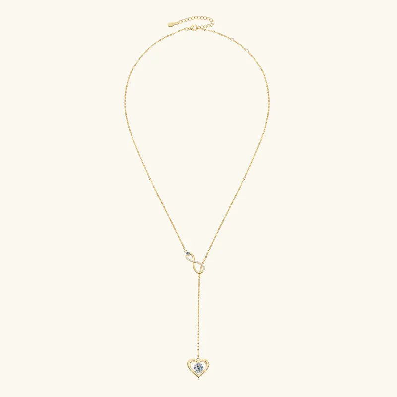 Round Moissanite Y-shape Lariat Cross Heart Infinite Pendant Necklace Chain for Women 925 Sterling Silver Jewelry Gifts