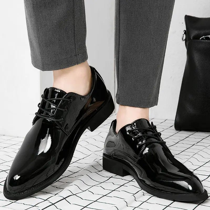 Autumn Winter Bright Upper Business Patent Leather Dress Shoes Man 2025 Trend Elegant Social Shoe for Men and Classic Party 39
