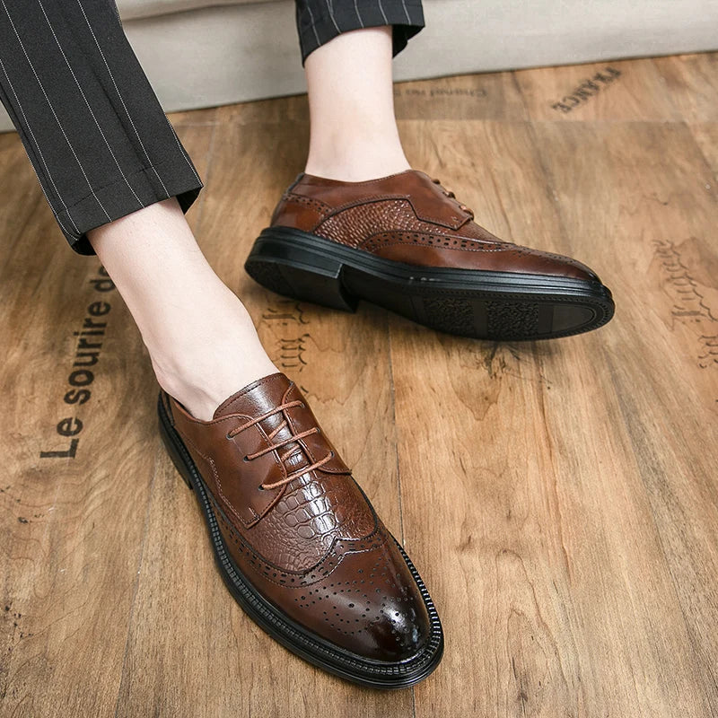 Designer Business Oxfords Formal Wedding Mens Derby Italian Original Crocodile Leather Dress Office Loafers Casual Shoes for Men